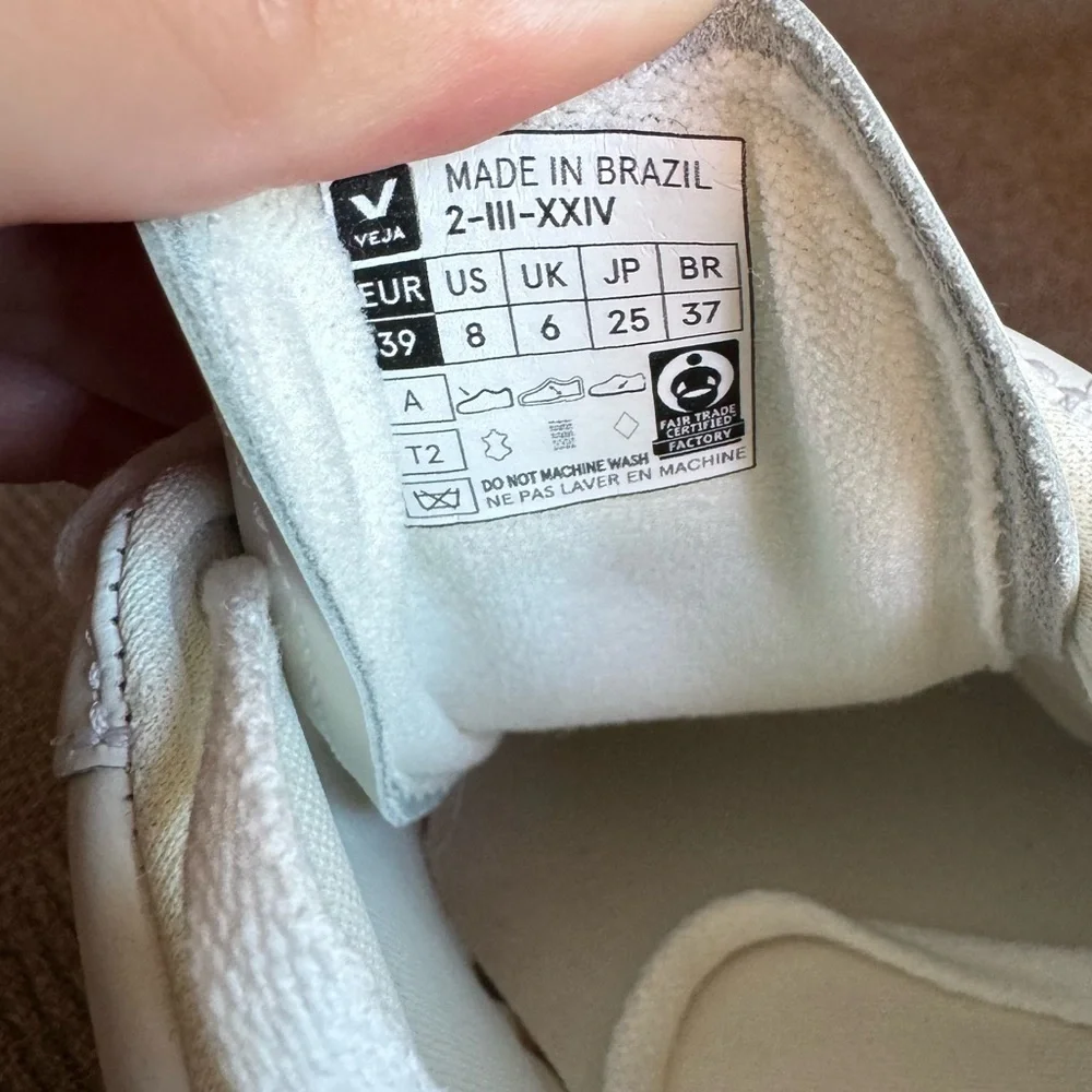 VEJA V-12 Leather White Marsala Nautico Sneaker - Picture 13 of 14